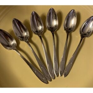 6 VINTAGE ART DECO Community Plate Debutante Grandeur Princess fruit spoons
